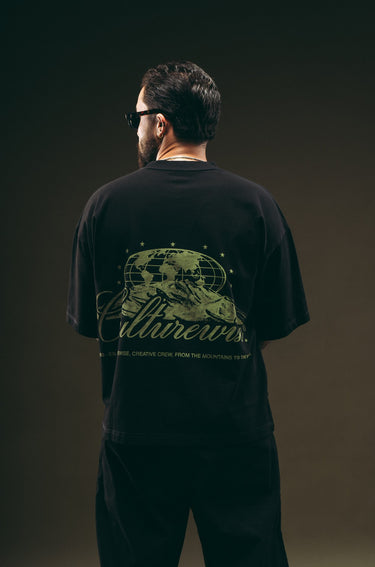 Camiseta negra & Verde worldwide culturewise