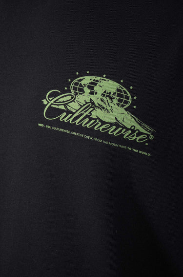 Camiseta negra & Verde worldwide culturewise
