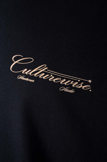 Camiseta negra Crursive logo Classic Beige