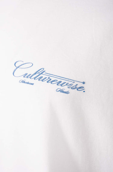 Camiseta blanca Crursive logo Classic azul