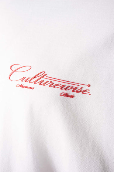 Camiseta blanca Crursive logo Classic rojo