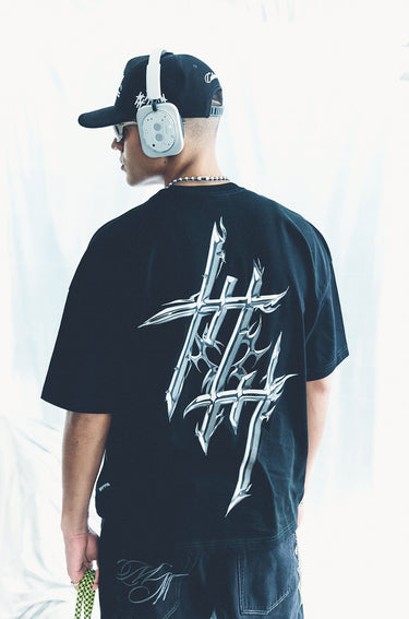 Camiseta Negra Logo Chrome Reflective